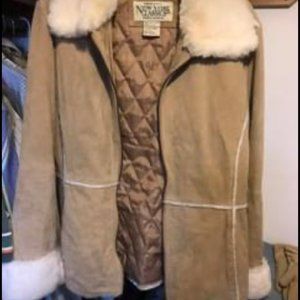 Leather coat & matching gloves